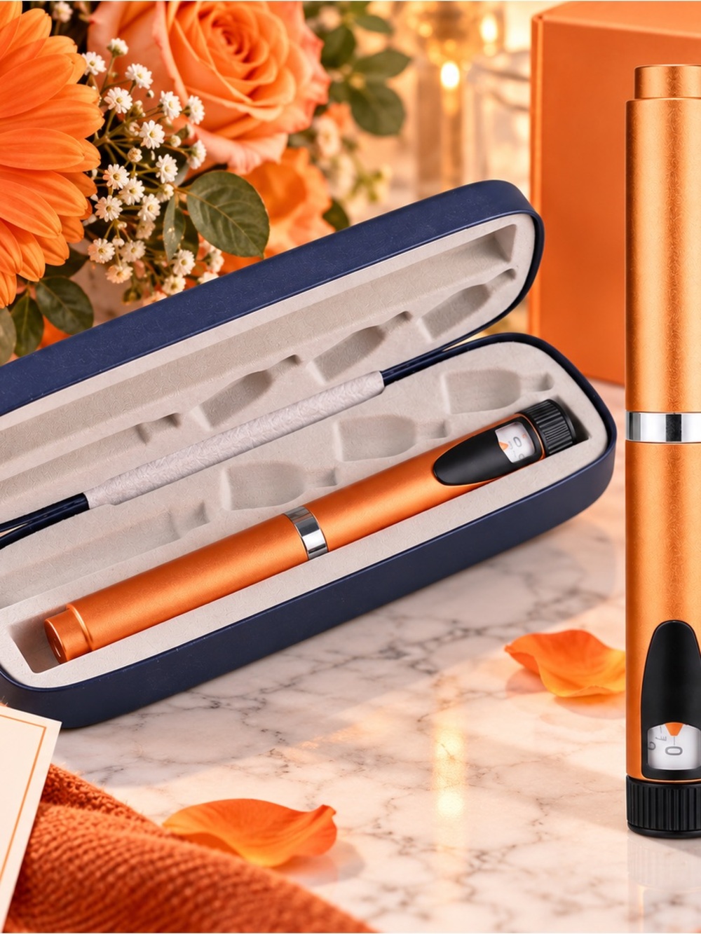 Premium Orange V2 Reusable 60 unit Peptide Pen with Case